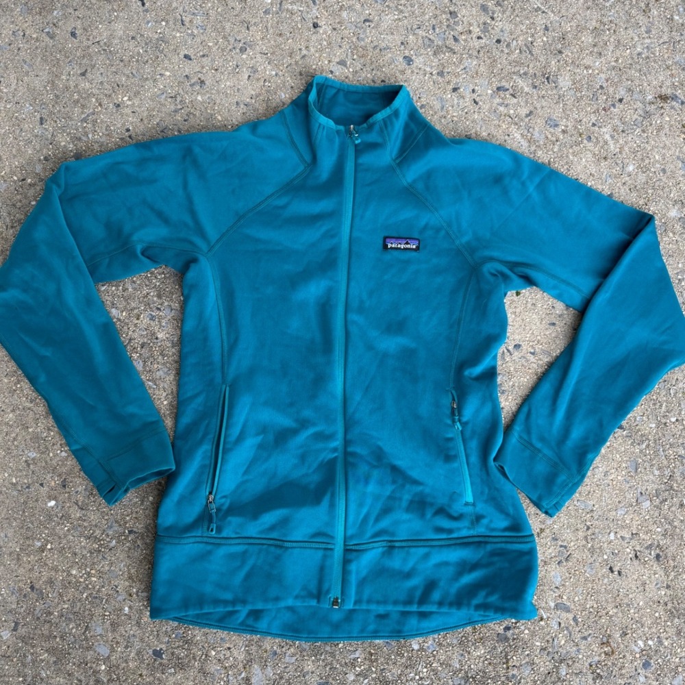 Patagonia Womens Full Zip Fleece Jacket Teal Blue Small Mock Neck‎ Activewear
